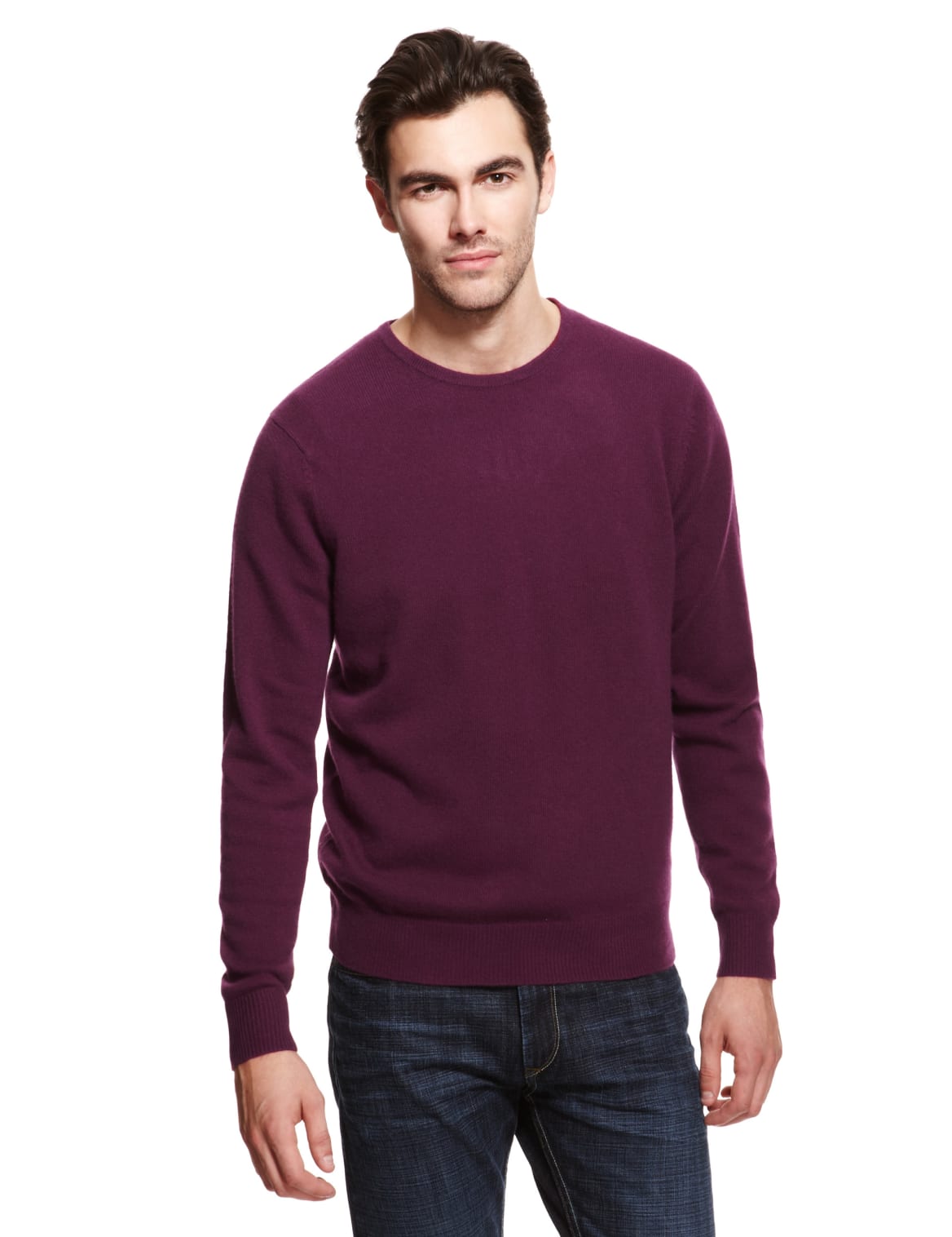 MAGENTA & CHARCOAL LUXE CREW SWEATER main image 1