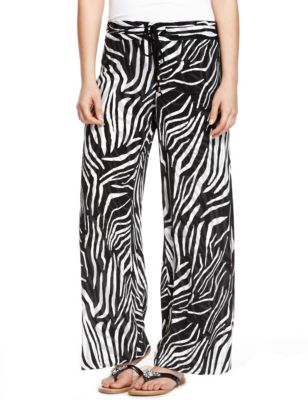 M&S Collection Petite Zebra Print Palazzo Trousers