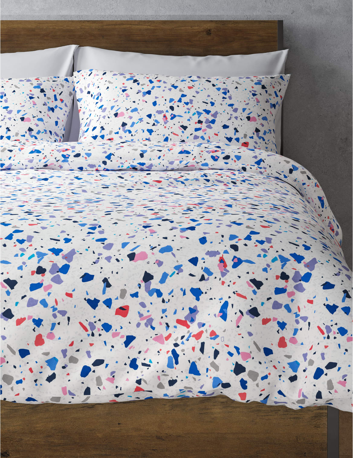 Marks Spencer Terrazzo Print Bedding Set Blue 5ft Ix Css