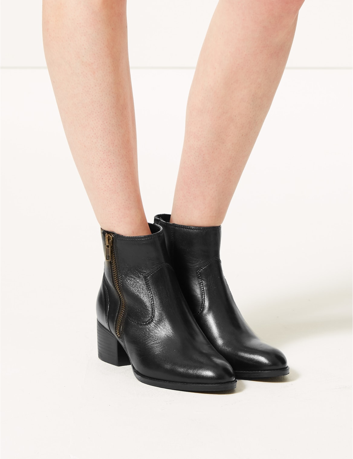 Marks & Spencer Leather Ankle Boots - Black - 5.5
