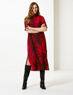 marks and spencer red leopard dress