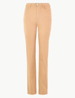 sateen roma rise straight leg jeans