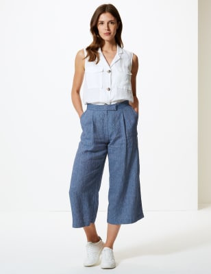 marks and spencer wide leg cropped trousers