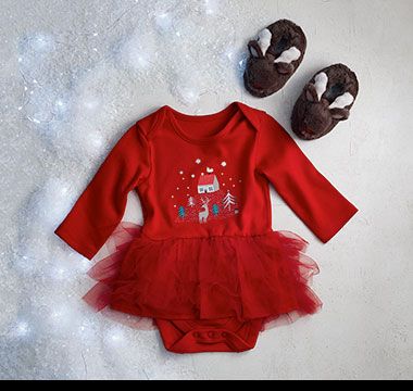 Christmas tutu dress and reindeer slippers