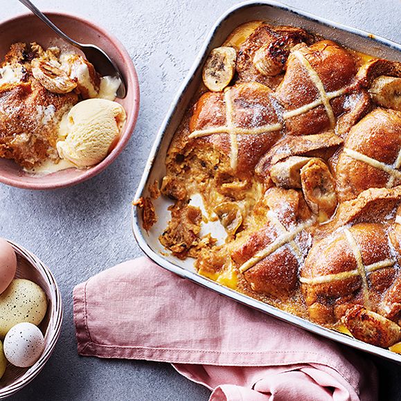 M&S hot cross bun bread and butter pudding
