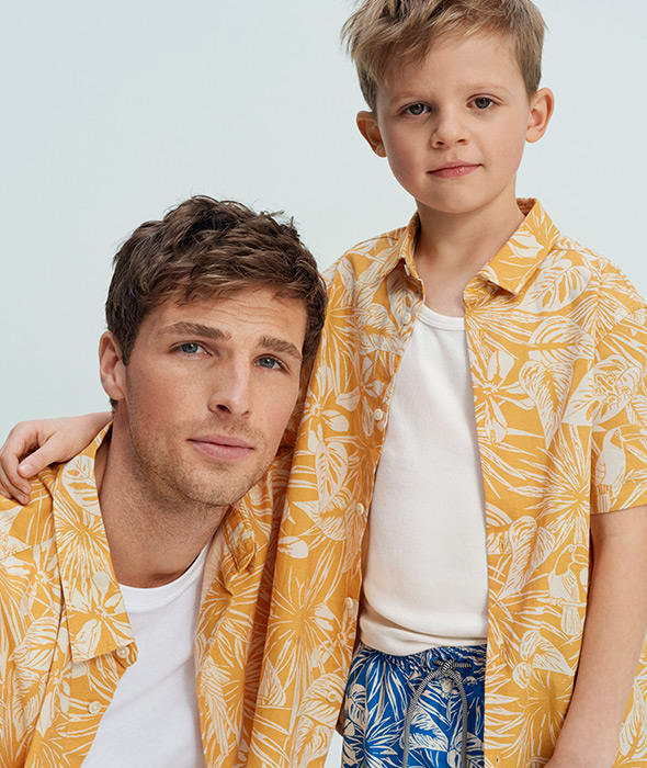 Father and Son Matching Swim Shorts Set, Blue & White Flags