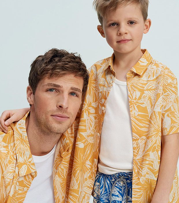 Father/Daddy & Son Mens Boys Hawaiian Matching Yellow Tropical
