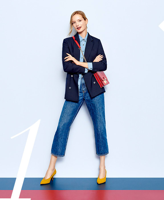 how to wear a navy blazer with jeans ladies