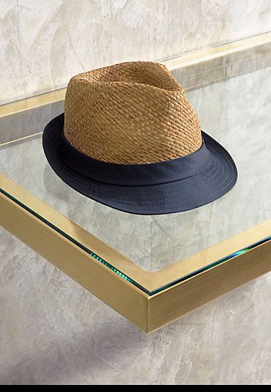 Tan and blue men’s summer hat