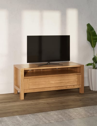 Narrow oak cheap tv unit