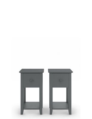 Set of 2 Hastings Dark Grey Small Bedside Tables