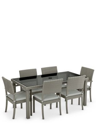 Marlow Rattan 6 Seater Dining Table & Chairs