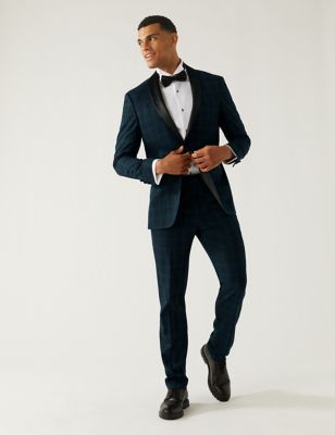 Slim Fit Check Tuxedo Suit