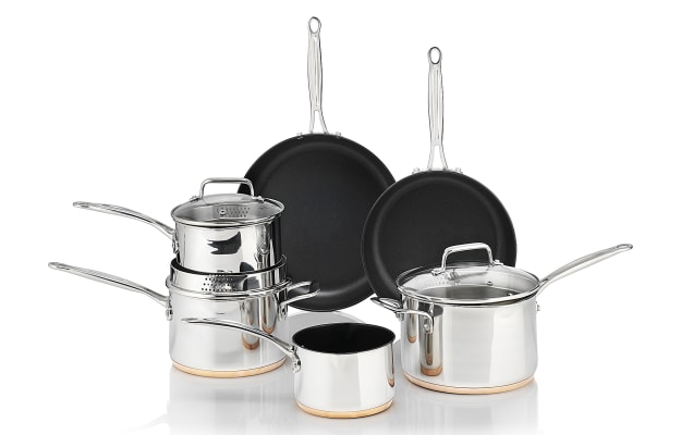 3 Piece Copper Base Saucepan Set | M&S