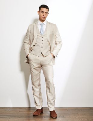Tailored Fit Silk And Linen 3 Piece Suit
