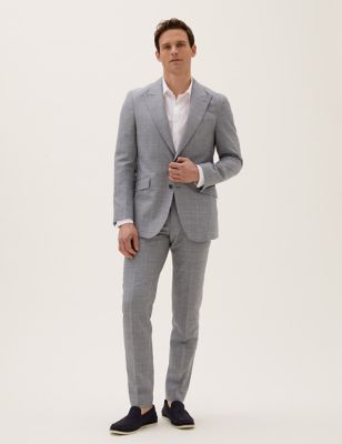 Tailored Fit Wool Rich Check Suit