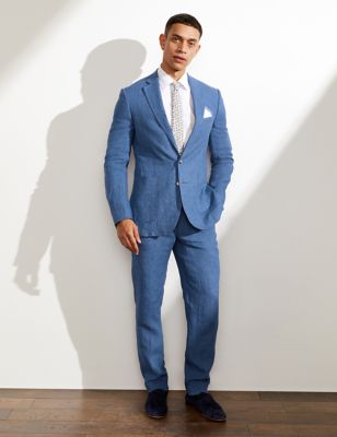 Tailored Fit Pure Linen Chambray 2 Piece Suit