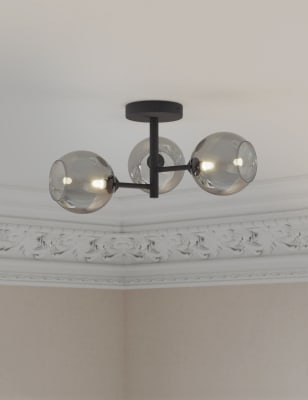 3 Light Globe Flush Ceiling Light