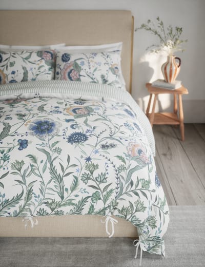 Hydrangea Floral Cotton Bedding Set By Joules in Green buy online from the  rug seller uk