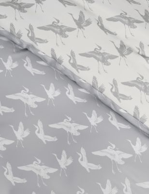 Cotton Blend Crane Print Bedding Set