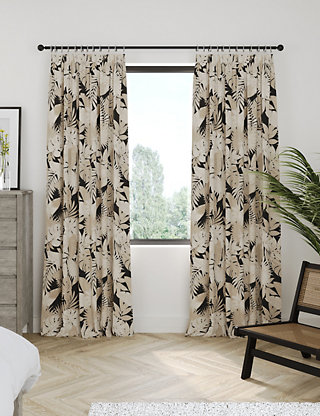 LUXURY FULLY LINED PENCIL PLEAT CURTAINS BOTANICAL FREE P & P