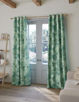 Pure Cotton Watercolour Eyelet Curtains