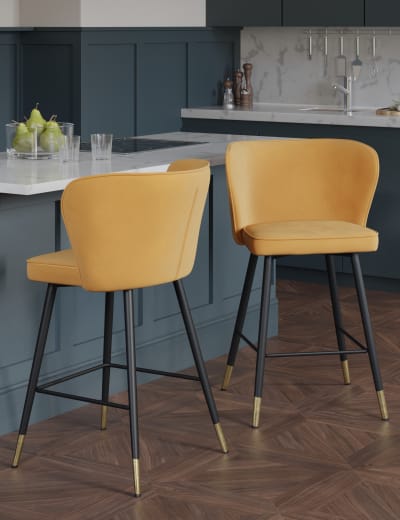 Mustard velvet best sale bar stool