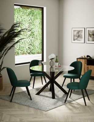 Colby Dark Round Glass 4 Seater Dining Table