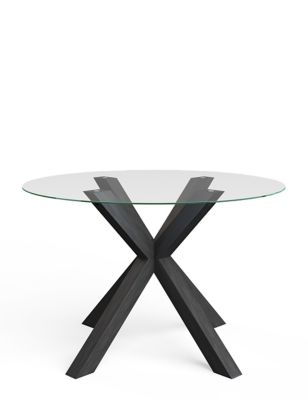 Colby Dark Round Glass 4 Seater Table