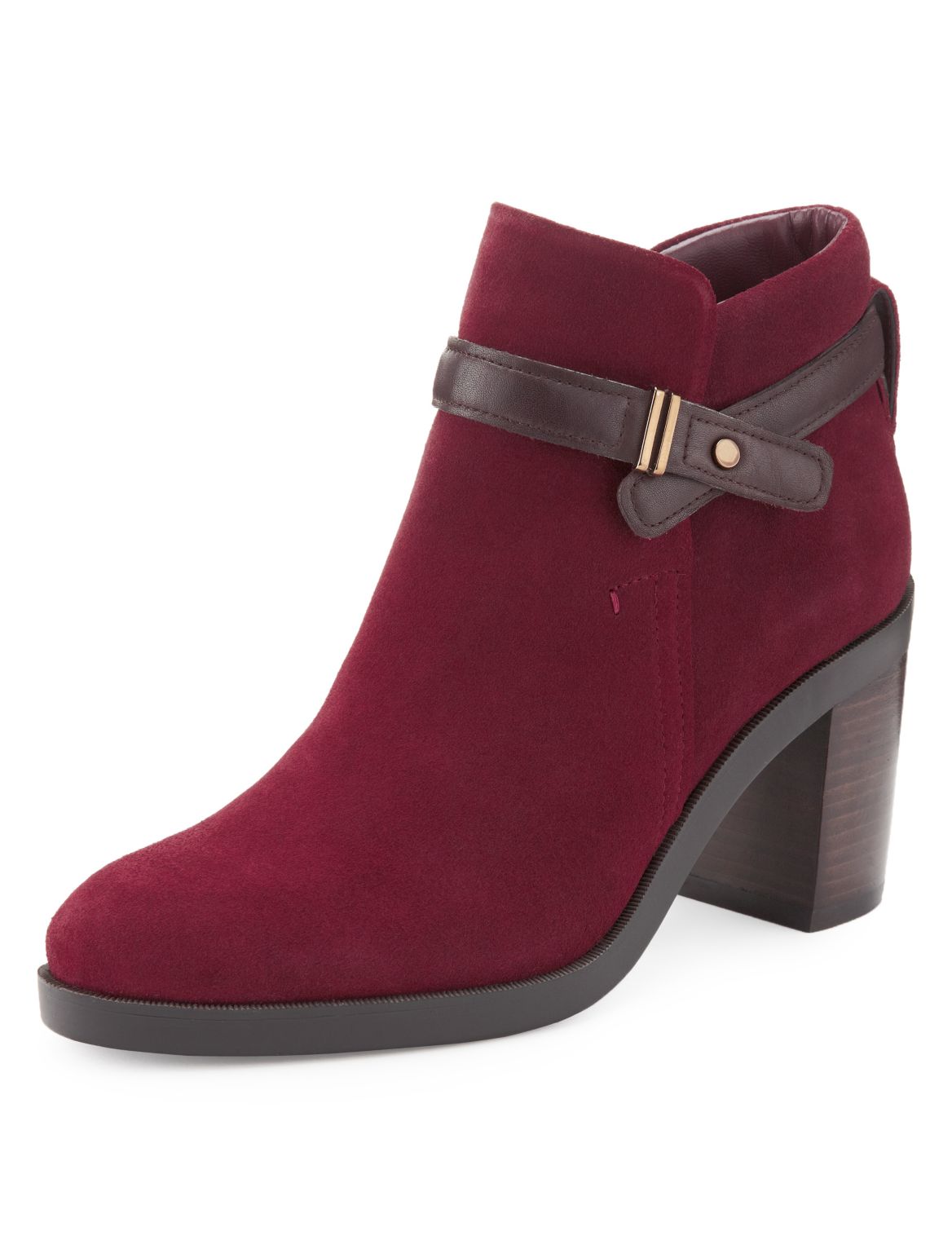 Suede Ankle Strap Boots With InsoliaÂ® Berry | Skigen