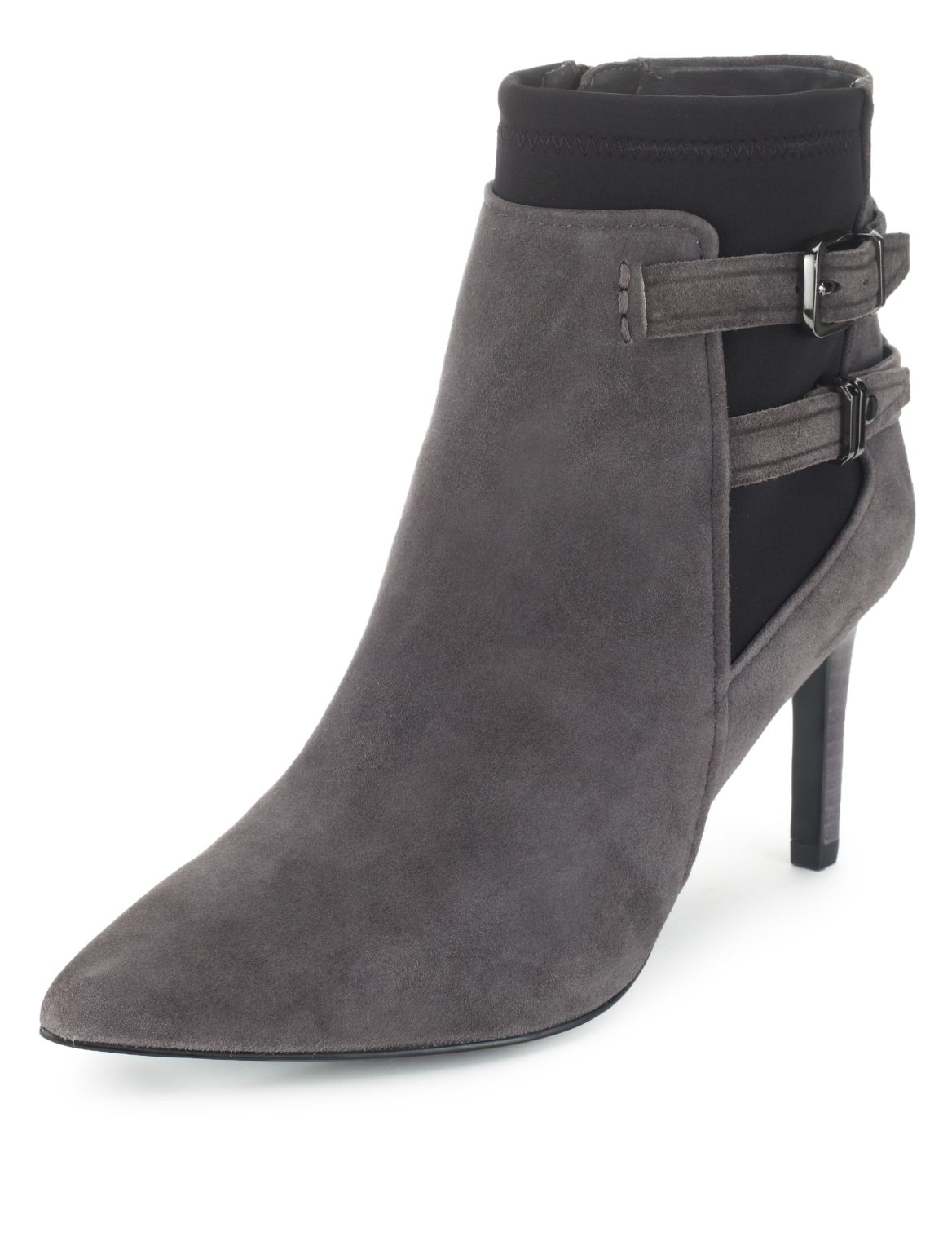 Leather Multi-strap Elegant Ankle Boots With InsoliaÂ® Dark Grey | Voova