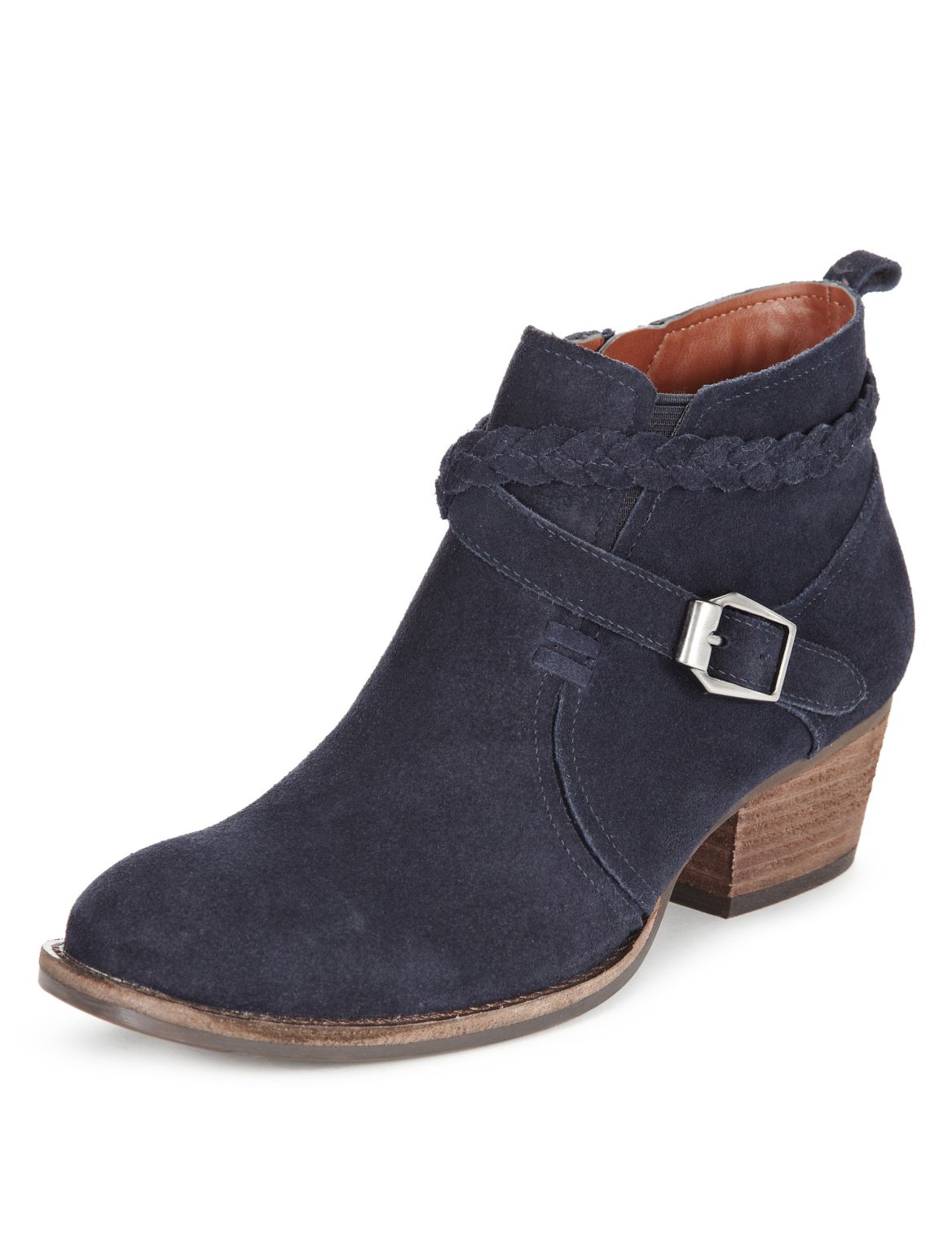 Suede Square Toe Western Boots With InsoliaÂ® Navy | Skigen