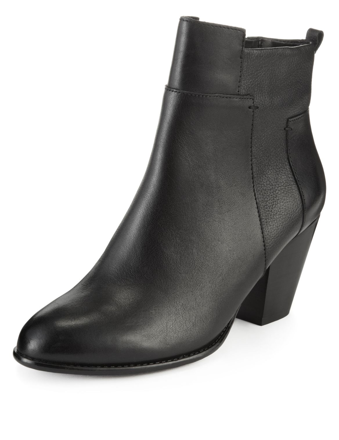 Leather Panelled Ankle Boots Black | Skigen