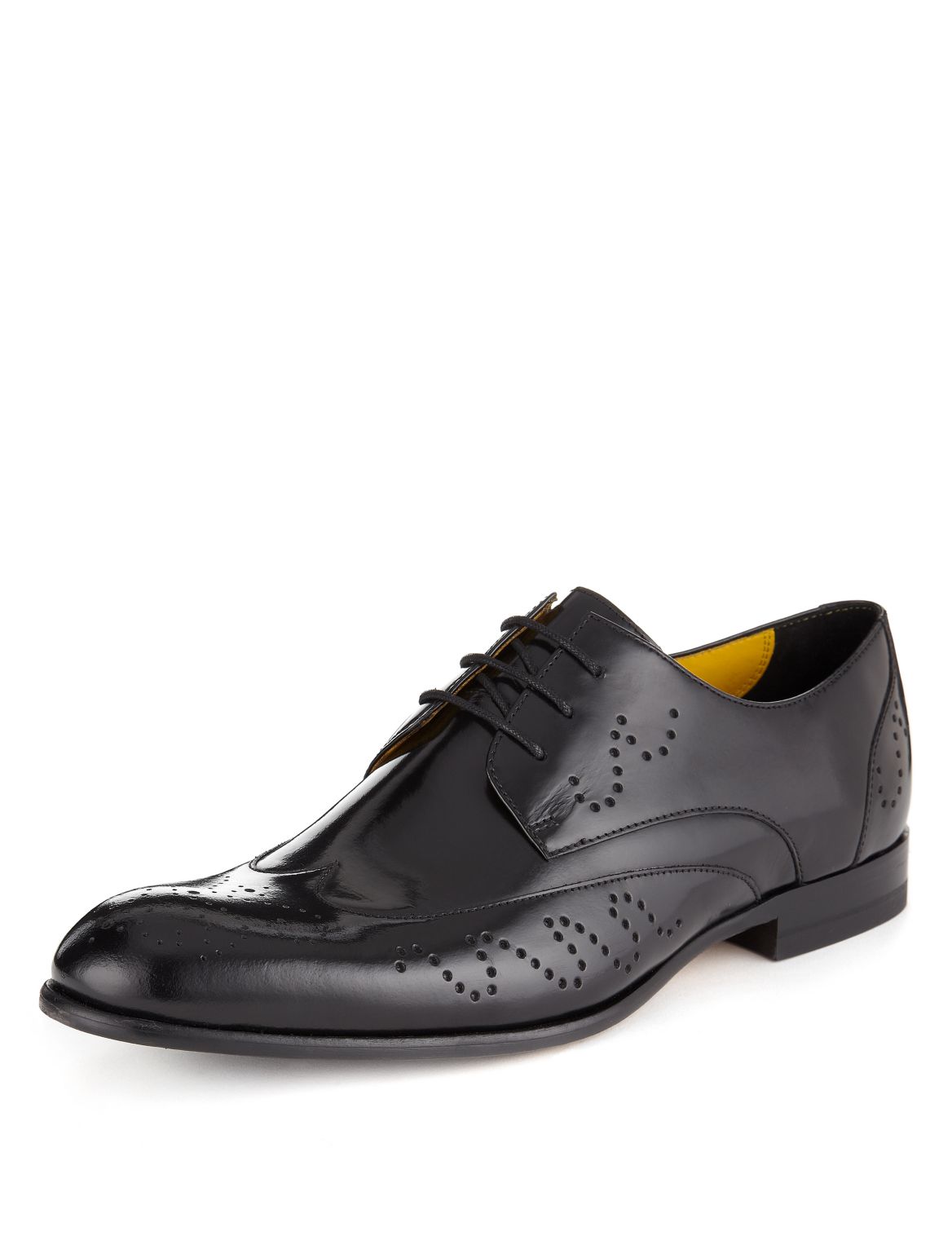 Leather Tipped Brogue Shoes Black | Voova
