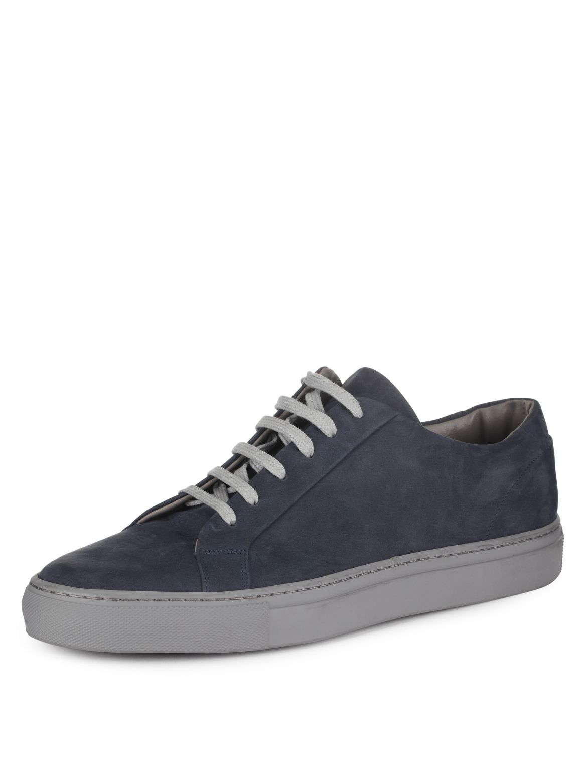 Leather Lace Up Trainers Navy | Edgemix