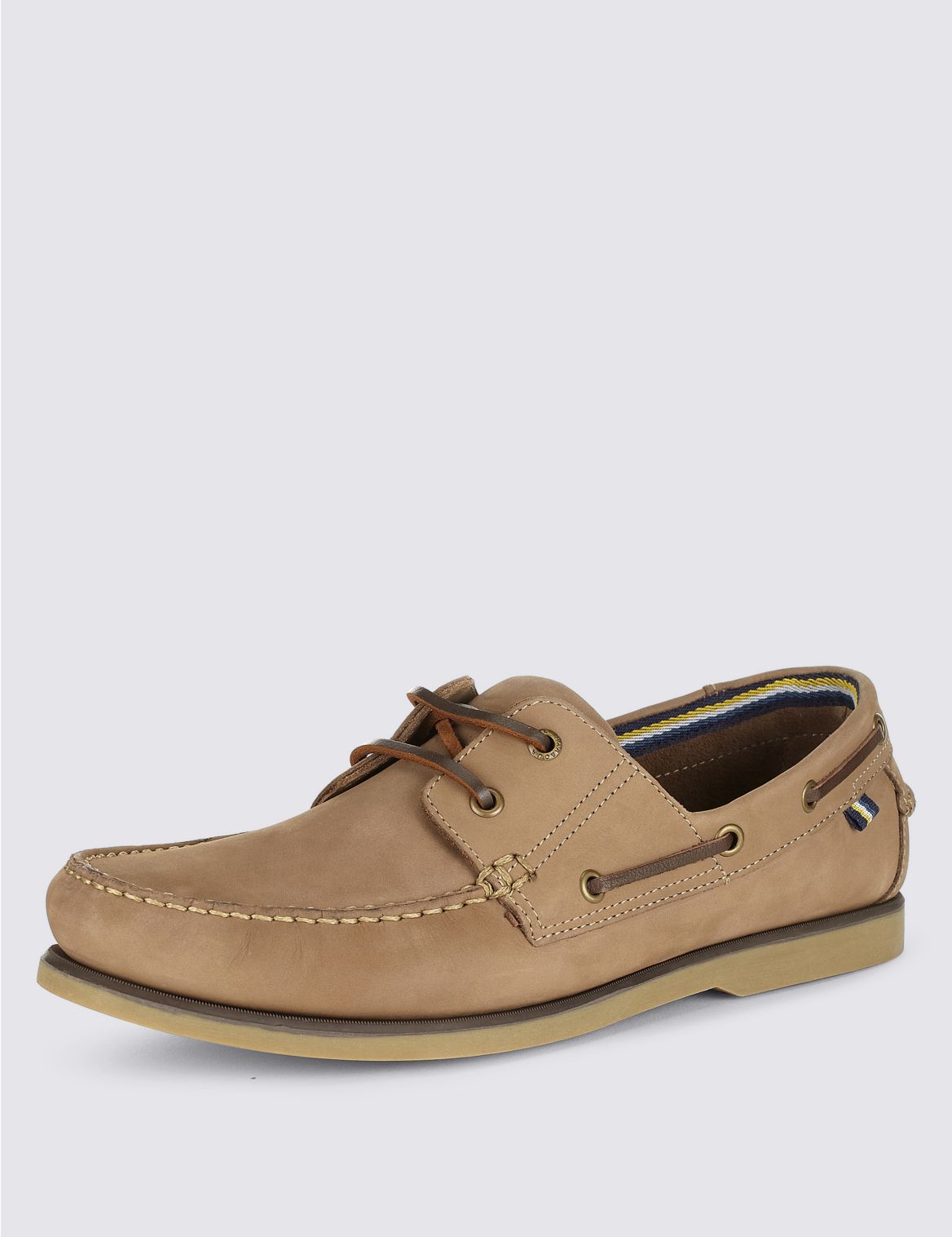 Leather Lace Up Boat Shoes Mushroom | Eizzy