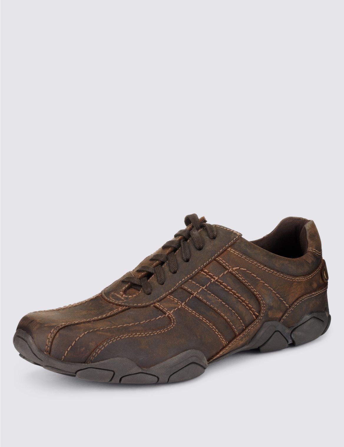 Leather Lace Up Trainers Brown | Eizzy