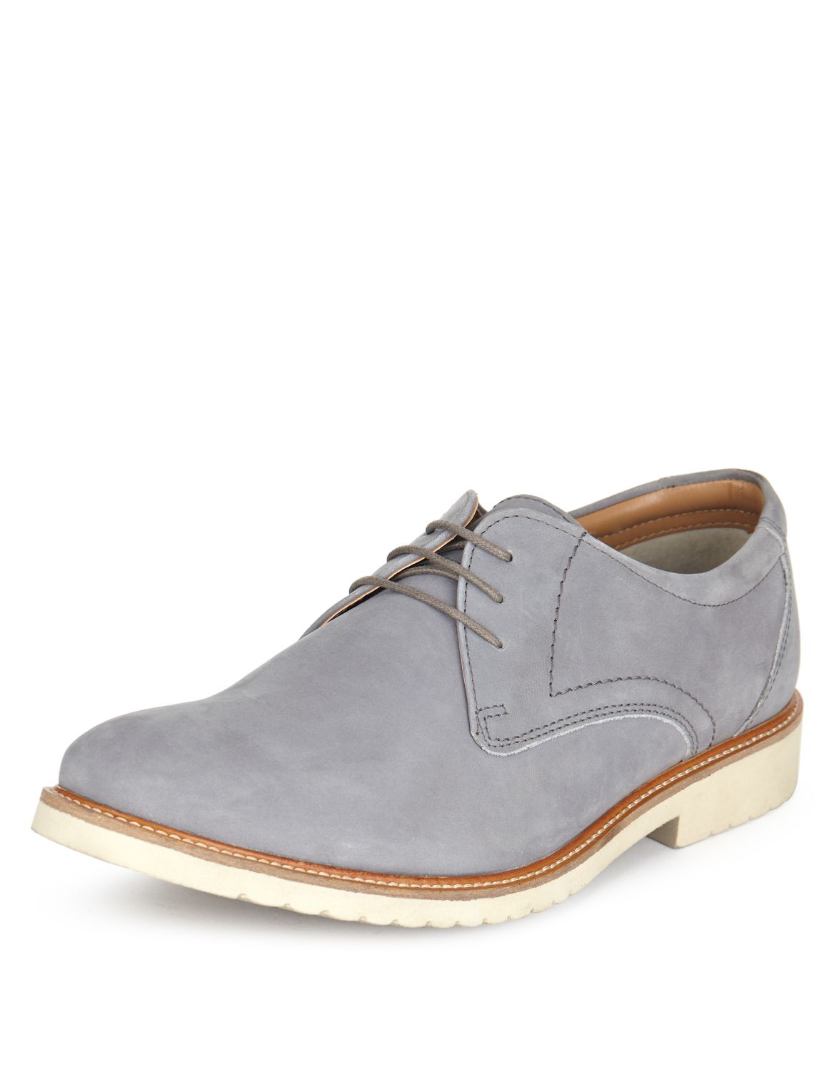 Leather Lace Up Gibson Shoes Grey | Eizzy