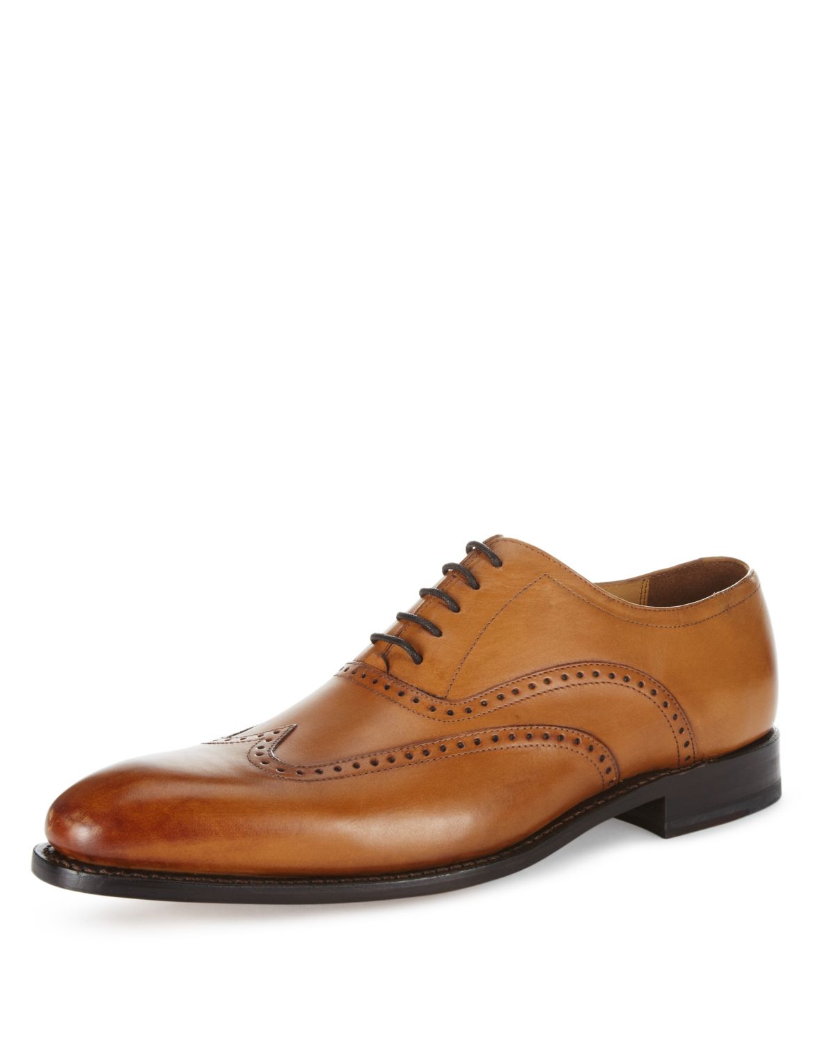 Leather Welted Lace Up Brogue Shoes Tan | Devcube