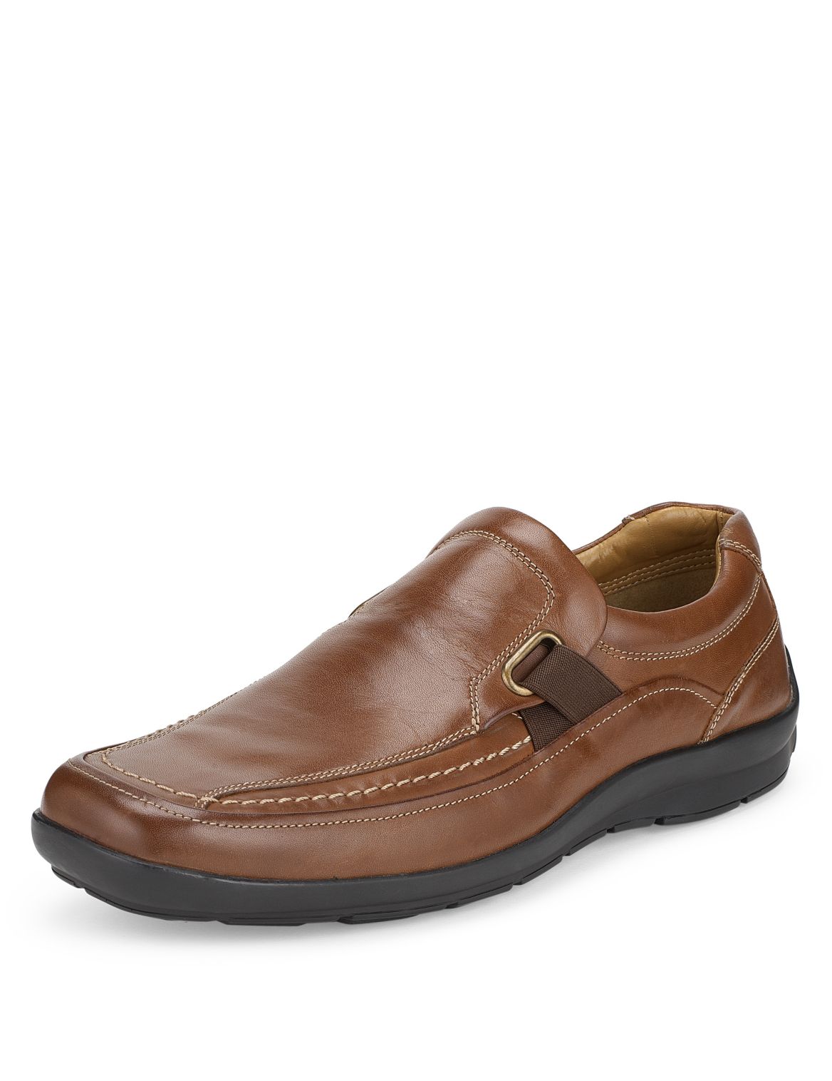 Airflexâ ¢ Leather Stitched Slip-on Shoes Tan | Skigen