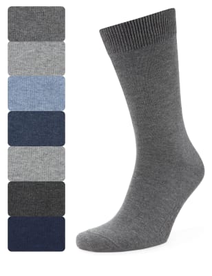 

Хлопковые однотонные носки Freshfeet™ (7 пар), Серый микс