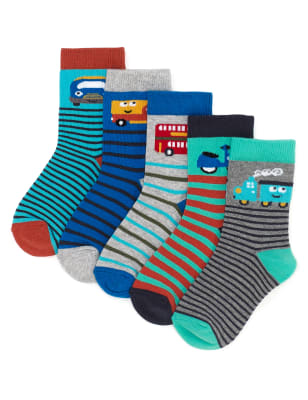 

Хлопковые носки Freshfeet™ с цветным принтом "транспорт" для мальчика 1-7 лет (5 пар)