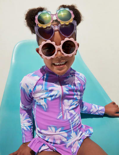 Printed Frill Long Sleeve Swimsuit 2 8 Yrs M S Collection M S