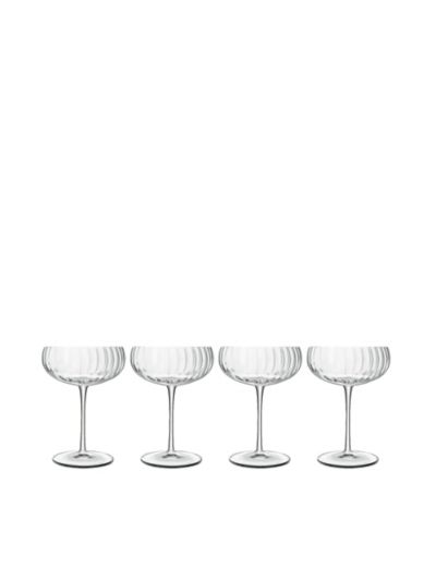 Set of 4 Optica Cognac Glasses, Luigi Bormioli