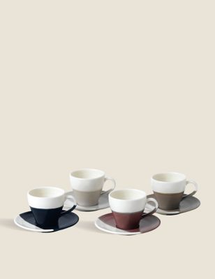 Set of 4 Coffee Studio Espresso Cups & Saucers