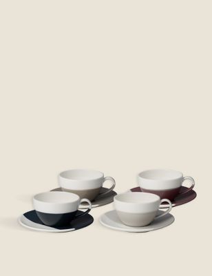 Set of 4 1815 Coffee Studio Cappuccino Cups & Saucers