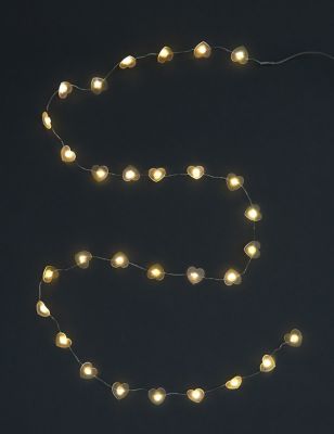 White Heart String Lights