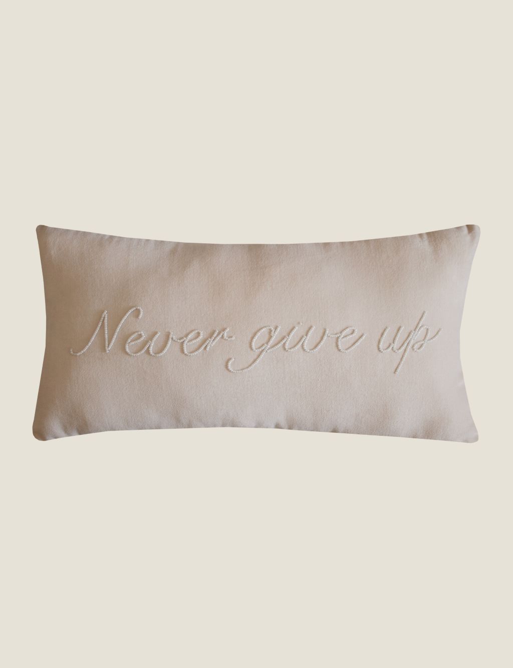 Velvet Never Give Up Embellished Cushion