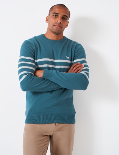 Striped crew neck sweatshirt mens outlet
