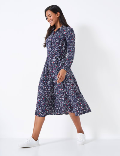 Jersey Metallic Star Print Midi Tea Dress Crew Clothing M S